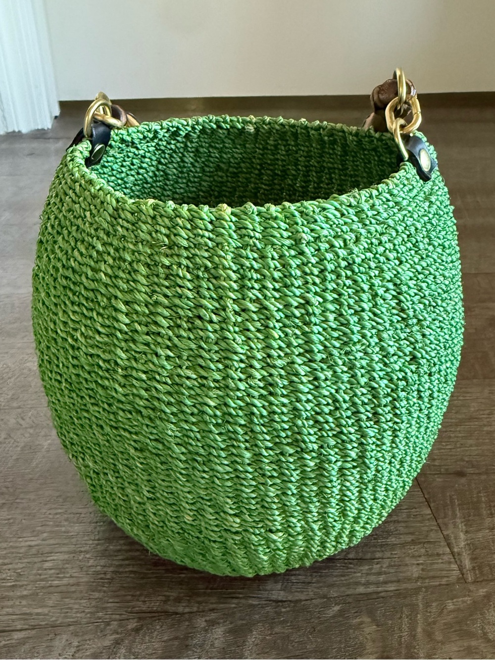 Clare V Pot de Miel green bamboo top handle straw basket bag - Picture 2 of 15